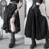 Shopmocho Goth Streetwear Gothic Skirt Women Harajuku Emo Alternative Grunge High Waist Bandage A-line Skirts Y2k E-girl Indie Clothes