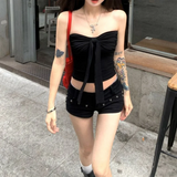 Shopmocho Sleeveless Tank Top for Women Summer Slim Bow Crop Top Sexy Skinny Tube Tops Fashion Clothing Streetwear Girl