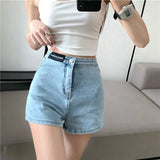 SHOPMOCHO Retro Spicy Girl High Waist Skinny Denim orts Women's Summer Thin Korean Sle Cotton Stretch Tight Fit Trendy Hot Pants