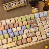 SHOPMOCHO 142 Keys Customized Gift Cute Cat keycaps New MAO Keycaps Square Thermal Sublimation Mechanical Keyboard 2.25 U 2.75U for Alice