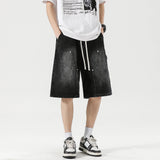 SHOPMOCHO Summer Men's Shorts American Retro Street Hip-hop Y2K Loose Denim Shorts Fashion Casual Splicing Overalls Five-quarter Pants