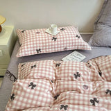 SHOPMOCHO Kids Duvet Cover Set Cute Cartoon No Filler Single Queen Size Girls Boys Flat Sheet Pillowcase Spring Summer Soft Bed Linens