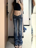 SHOPMOCHO Y2K Gothic Embroidery Hot Diamonds Denim Pants Harajuku Retro Hip Hop Low Waist Jeans Fashion Hot Girl Casual Straight Jeans