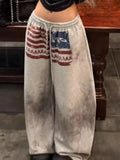 SHOPMOCHO Y2K College American Hip-hop Goth Print Drawstring Wide Leg Sweatpants Loose 90s High Street Sports Trousers Floor Length Pants