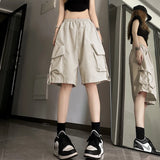 Shopmocho S-3Xl Y2K Cargo Shorts Women Harajuku Black Oversized Wide Leg Shorts Summer Streetwear Fashion High Waist Baggy Short Pants New