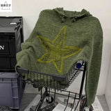 Shopmocho American High Street Retro Men and Women Rascal Handsome Hooded Knitted Sweater Couple Trendy Lazy Style Harajuku Top y2k