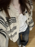 SHOPMOCHO Patchwork Contrast Color Striped Knitted Cardigans Women Y2k Aesthetic Single Breasted Coats New Streetwear Casual Loose Sweater