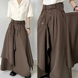 Shopmocho 2025 Autumn New Fashion Button Irregular Skirt Pants and Wide Leg Pants Female Loose Casual All-Match Trousers Ladies Pants