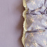 SHOPMOCHO Puple Flower Printed Duvet Cover with Lace Double-layered Yarn housse de couette 220x240 Single/Queen/King Size Comforter Cover