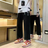 SHOPMOCHO Men's letter star print y2k jeans American style hip hop high waist loose layered straight zipper fashion pants trend hot sale