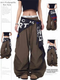 Shopmocho Summer Women Goblin Core Long Trousers Gyaru Parachute Pants Y2K Japanese Harajuku Baggy Grunge 2000s Abi Hip-pop Cyber Punk