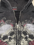 SHOPMOCHO Mens Black Zip Hoodie Skull Print Dark Style Cotton Streetwear Jacket Casual Long Sleeve Pullover Hooded Sweatshirt Graphic