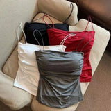 SHOPMOCHO Y2K Sexy Tank Tops Women Spaghetti Strap Crop Top With Bra Bodycon Sleeveless Cami Tube Top Basic Camisole Tees Korean Clothes