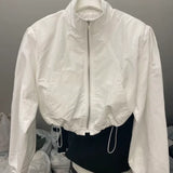 SHOPMOCHO 2026 Autumn Vintage Women's Windbreaker Cropped Jackets Harajuku Oversized Streetwear Long Sleeve Fashion Female Elegant Top