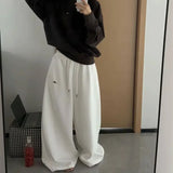 SHOPMOCHO Y2K Harajuku Blue Casual Hip-Hop Retro Sweatpants Street Pants Rock Roll Women's Trendy Oversized Washed Loose Wide-Leg Pants