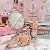 SHOPMOCHO Flower Knows 9th Anniversary Limited Edition Luxury Vanity Mirror with Paddle Hair Brush And Brush Holder Set for Makeup Desk