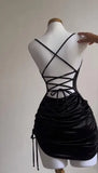 Shopmocho 2025 Europe and the United States explosive new cross-border dress summer high sense lace-up sexy halter spice bag hip skirt