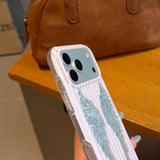 SHOPMOCHO Korean Cute Pink White Stripe Wings Phone Case For iPhone 17 Pro 16 15 Pro Max 17pro 16pro Fashion Shockproof Cover For Girls