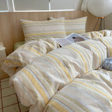 SHOPMOCHO 1pc Korean Cotton Pink Stripes Duvet Cover 150x200 Size Girl's Room housse de couette Skin friendly Breathable Comforter Sets