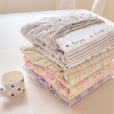 Shopmocho Washed Cotton Fitted Sheet with Elastic Bands Non Slip Adjustable Mattress Cover Printed  Pure Cotton  for Double King Queen