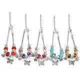 SHOPMOCHO New Butterfly Pendant 5 Color Rhinestone Snake Chain Bangle Lobster Buckle Adjustable Charm Woman Beaded Bracelet Jewelry Gift
