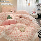 SHOPMOCHO 3 Piece duvet cover Set bowknot printting Quilt cover Set  comfortable Ruffles Bedding Set Bedspread for All Season