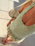 Shopmocho Feather Patchwork Sequin Evening Women Dress Loose Sleeveless A-line Loose Mini Vestidos 2025 Summer Party Street Lady Dresses