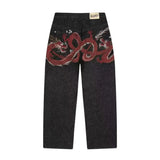 SHOPMOCHO New Baggy Slim Fit Denim Jeans Women Crown Diamond High Waist Casual Y2K Graphic Japanese Streetwear Vintage Washed Pants Women