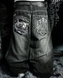 SHOPMOCHO Y2K American Southpole Hip-hop Oversized Jeans Mens Retro Skateboard Boy Wide-leg Pants Gothic Graffiti Couple Wide Pants