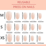 SHOPMOCHO 150Pcs Gradient Nude Short Almond Fake Nails XS/S/M Size Glossy Full Cover Press On Nail for Women Daily Wear False Fingertips