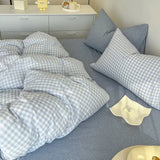 Shopmocho Ins Pink Plaid Bedding Set No Filler Twin Queen Size Comforter Cover Flat Sheet Pillowcase Girls Boys Solid Blanket Duvet Duvet