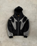 Shopmocho American Retro Rock Gothic Graphic Fur Collar Loose Zipper Sweatshirt Men's Y2K New Harajuku Punk Casual Joker Hoodie Streetwear