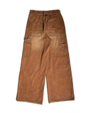 SHOPMOCHO Embroidered Smoke Pattern Denim Jeans Men Women Vintage Brown Gradient Wash Streetwear High Waisted Slim Fit Trousers
