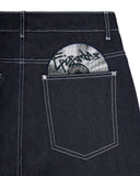 SHOPMOCHO Black Spring And Summer Disc Patch Denim Shorts Men And Women Y2k Retro Hip-Hop Harajuku Streetwear Casual Loose Trend Shorts