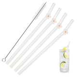 Shopmocho 5Pcs 8mm Glass Straw Reusable Drinking Straws Cute Flower Heat-Resistant Straw For Festival Party Wedding Cocktail Bar Beachs