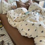 SHOPMOCHO Kids Duvet Cover Set Cute Cartoon No Filler Single Queen Size Girls Boys Flat Sheet Pillowcase Spring Summer Soft Bed Linens