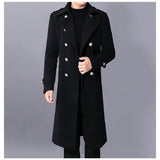 SHOPMOCHO Long dust coat Men Winter Warm Trench Woolen Cloth Coat Mens Double Breasted Slim Casual Jackets Solid Business Outwear