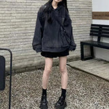 Shopmocho American Style Vintage Women's Denim Sweatshirt Jacket Loose Fit Hooded Pullover Sweatshirt Trendy Spring Autumn 2025 Arrival