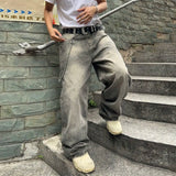 SHOPMOCHO Vintage Men y2k Stretchy Baggy Denim Jeans For Men Fashion Casual pants Streetwear Denim Hip Hop Wide-Leg Straight Trousers