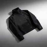 SHOPMOCHO Y2K Harajuku Retro Functional Style Slant Collar Jacket Men Women Gothic Stand Collar Easy Jacket Street Fashion Black Jacket