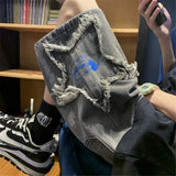 Shopmocho Pentagram Embroidery Y2k High Waist Casual Jean Shorts Women Gothic Loose Hip Hop Harajuku Streetwear Korean Style Denim Shorts