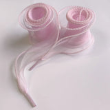 Shopmocho 4cm Wide Festoon Fishtail Organza Shoelaces Wave Chiffen Yarn Bow Laces Beauty White Casual Sneaker DE Training Shoes Laces
