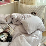 SHOPMOCHO Bedding Set Double Layered Yarn INS Girls Mushroom Soft Washed Cotton Bed Sheet Queen King Size Duvet Set Pillowcase Bed Sheet