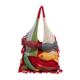 Shopmocho Cute Little Fish Relaxed Knitted Bag 2025 Summer New Commuter Versatile Shoulder Bag Contrasting Cut Out Tote Bag