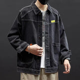 Shopmocho Loose Casual Men's Denim Jacket Trendy Hong Kong Style Splicing Workwear Spring Autumn Popular Individuality