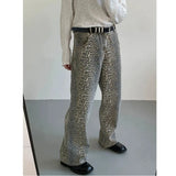 Shopmocho Women's Jeans Leopard High Waist Hip Hop Straight Fashion Pants Streetwear Harajuku Y2K Style Female Wide Leg Denim Trousers