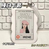 SHOPMOCHO ABS Slide Kpop Photo Card Holder Anti-lost Keychain 3 Inch INS White Idol Protective Case Bag Bus Cards Sleeves Supplies