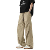 Shopmocho Autumn Men's Trendy Loose Work Pants Ins Versatile Straight Tube Sports Micro Elastic Parachute Pants Drawstring  Casual Pants