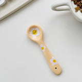Shopmocho Cute Smiling Spoons Ceramic Ice Cream Spooon Irregular Hand Painted Dessert Breakfast Spoon Home Kitchen Tableware Accessories