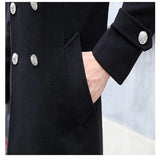 SHOPMOCHO Long dust coat Men Winter Warm Trench Woolen Cloth Coat Mens Double Breasted Slim Casual Jackets Solid Business Outwear